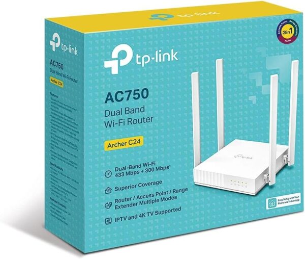Accesspoint 4Port 10/100 M TP LINK Archer C24 AC 750 Dual Band Router 4 Antennas